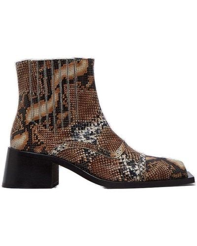 Martine Rose Embossed Square Toe Boots - Brown