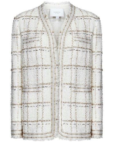 Giambattista Valli Check-pattern Sequinned Tweed Jacket - Grey