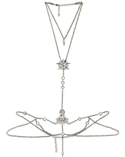 Paco Rabanne Crystal Chain Harness Jewellery - White