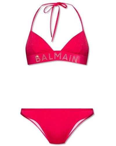Balmain Bikini With Logo - Pink