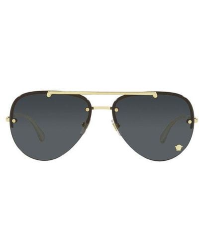 Versace Medusa Glam Aviator Frame Sunglasses - Black