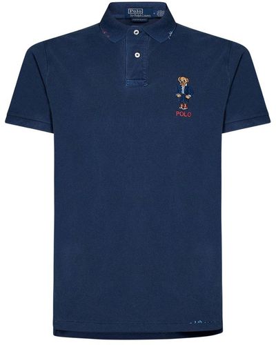 Polo Ralph Lauren Bear Embroidered Polo Shirt - Blue