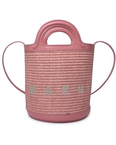Marni Logo Embroidered Bucket Bag - Pink