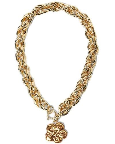 KENZO Boke Flower Pendant Chained Necklace - Metallic