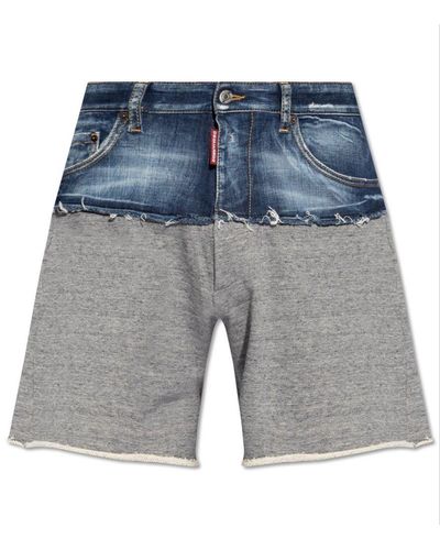 DSquared² Shorts In Contrasting Fabrics, - Blue