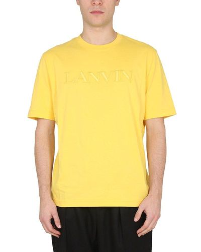 Lanvin Logo Embroidered Crewneck T-shirt - Yellow