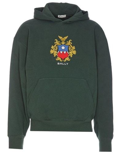 Bally Logo Embroidered Hoodie - Green
