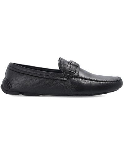 Giorgio Armani Logo Plaque Slip-on Loafers - Black