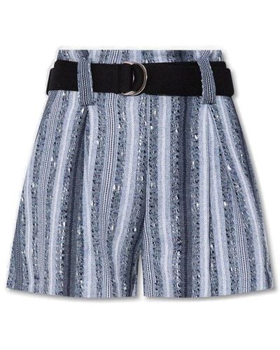 IRO Stripe Pleated High-waisted Shorts - Blue