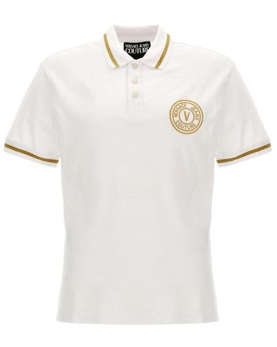 Versace Logo-embroidered Short-sleeved Polo Shirt - White