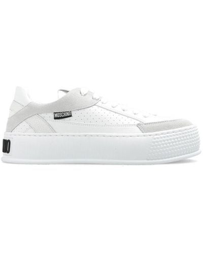 Moschino Round-toe Lace-up Sneakers - White