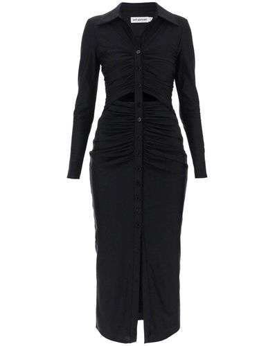 Self-Portrait Jersey Dress With Drapery - Black