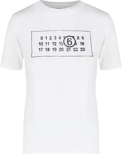 MM6 by Maison Martin Margiela Logo Printed Crewneck T-shirt - White