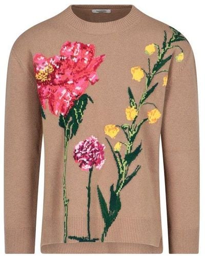 Valentino Flowersity Intarsia Knit Sweater - Pink