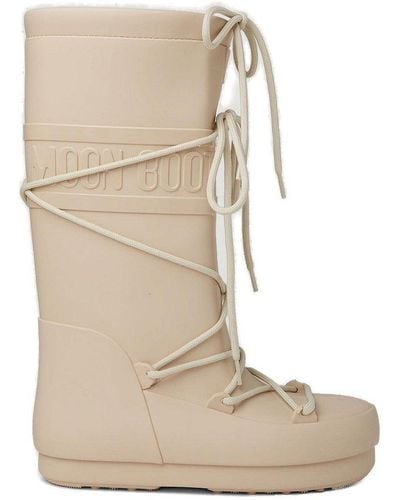 Moon Boot Icon Lace-up Rain Boots - Natural