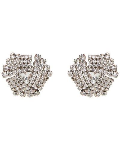 Alessandra Rich Embellished Iridescent Effect Clip-on Earrings - Metallic