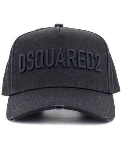 DSquared² Logo-embroidered Curved Peak Distressed Baseball Cap - Blue