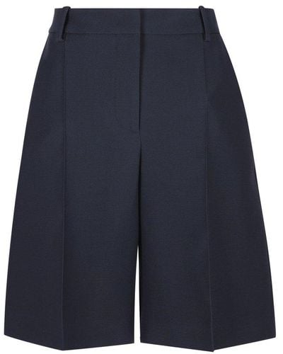 Valentino Pleated High Waist Shorts - Blue