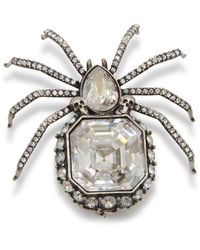 Alexander McQueen Spider Embellished Brooch - Metallic