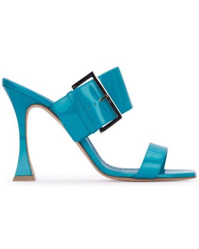 Manolo Blahnik Arre Buckle Detailed Sandals - Blue