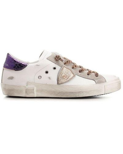 Philippe Model Distressed Lace-up Trainers - White