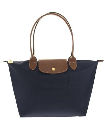 Longchamp Le Pliage Foldover Medium Tote Bag - Blue