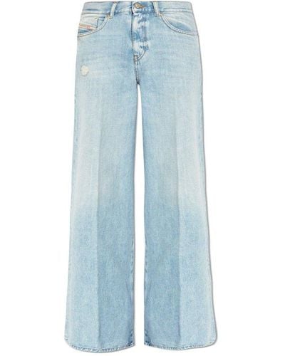 DIESEL 1978 D-akemi Distressed Wide-leg Jeans - Blue
