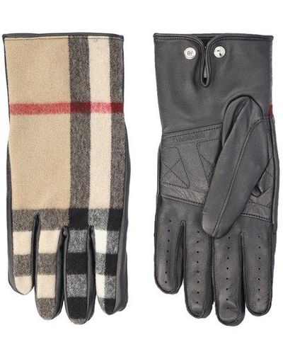 Burberry Exaggerated Check Logo Detailed Gloves - White