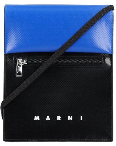 Marni Two Tone Tribeca Messenger Bag - Blue