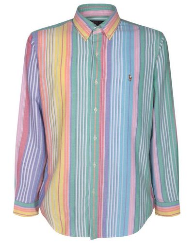 Polo Ralph Lauren Logo Embroidered Striped Shirt - Blue