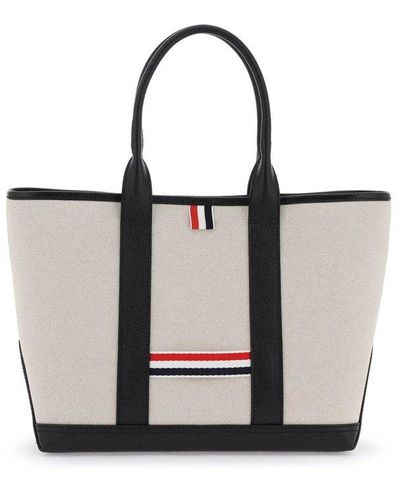 Thom Browne Interlock Small Tote Bag - White