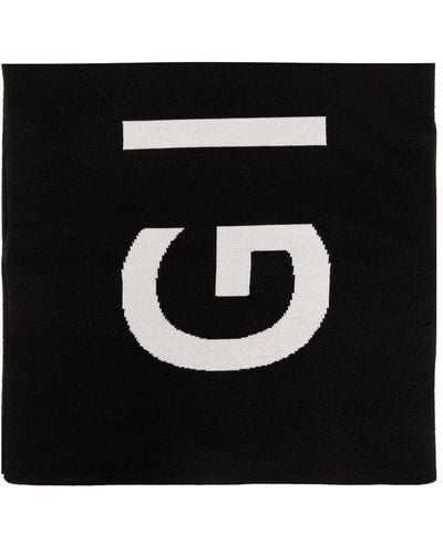 Givenchy Wool Scarf With Logo, - Black