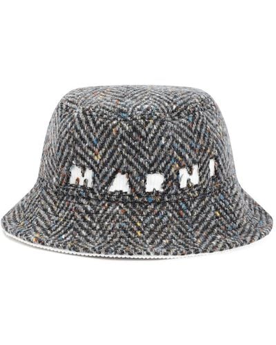 Marni Arni Chevron Wool Bucket Hat - Gray