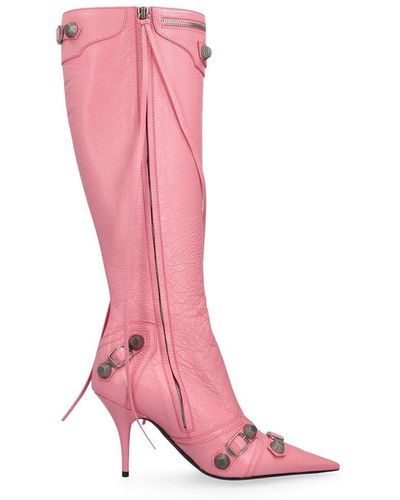 Balenciaga Cagole Pointed-toe Boots - Pink