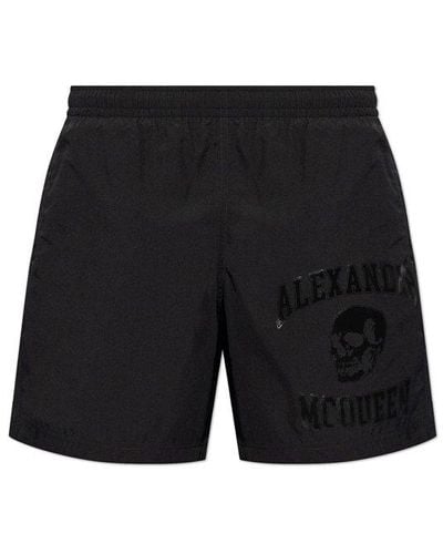 Alexander McQueen Logo Detailed Swim Shorts - Black