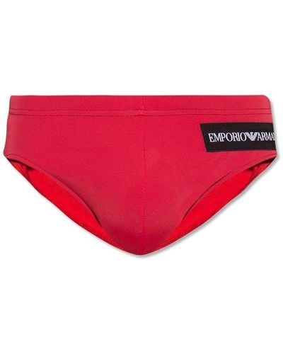 Emporio Armani Logo-patch Swimming Briefs - Red