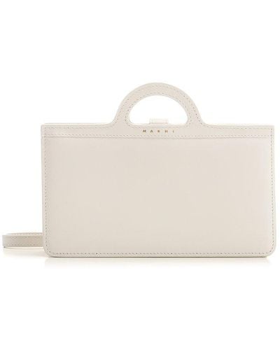 Marni Logo Printed Chain-linked Long Wallet - White