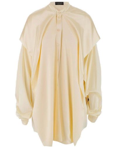 Balenciaga Hooded Long-sleeved Blouse - Natural