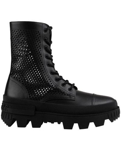 Moncler Round Toe Lace-up Boots - Black