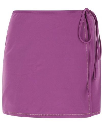 Reina Olga Tie-detailed Wrap Skirt - Purple