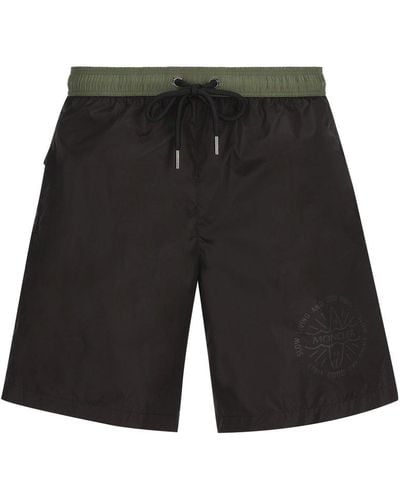 Moncler Logo Patch Drawstring Swim Shorts - Black