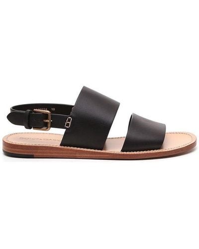 Dolce & Gabbana Double Strap Flat Sandals - Black