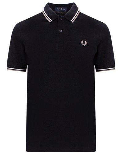 Fred Perry Logo Embroidered Short Sleeved Polo Shirt - Black