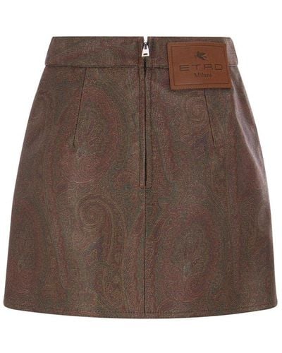 Etro Paisley-print Mid-rise Skirt - Brown