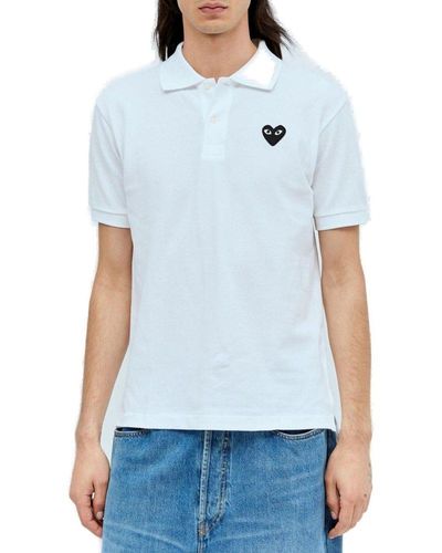 COMME DES GARÇONS PLAY Logo-appliqué Short-sleeved Polo Shirt - Blue