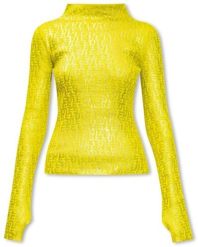 DIESEL M-gavdos High-neck Monogram-jacquard Sweater - Yellow