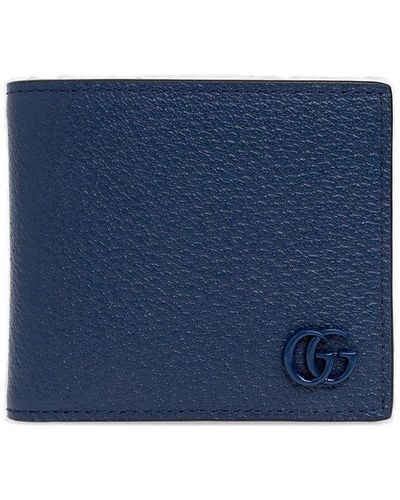 Gucci Leather Wallet With Logo - Blue