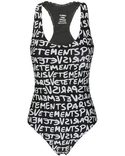Vetements Graffiti Monogram Swimsuit - Black