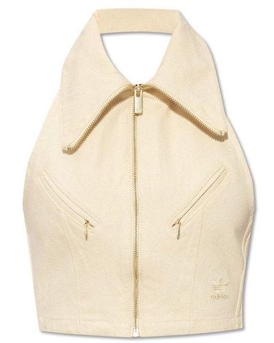 adidas Originals Short Denim Vest, - Natural