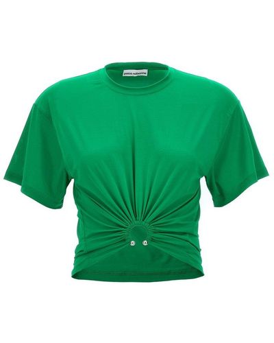 Rabanne Ring Detailed Cropped T-shirt - Green